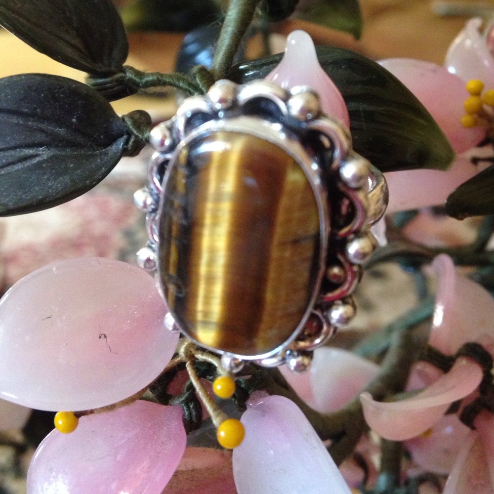 Elegant Silver and Brown Stone Ring